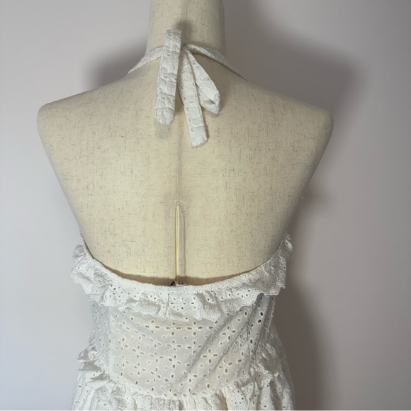 H&M White Ruffled Eyelet Lace Halter Sundress Size 10 - Picture 7 of 10
